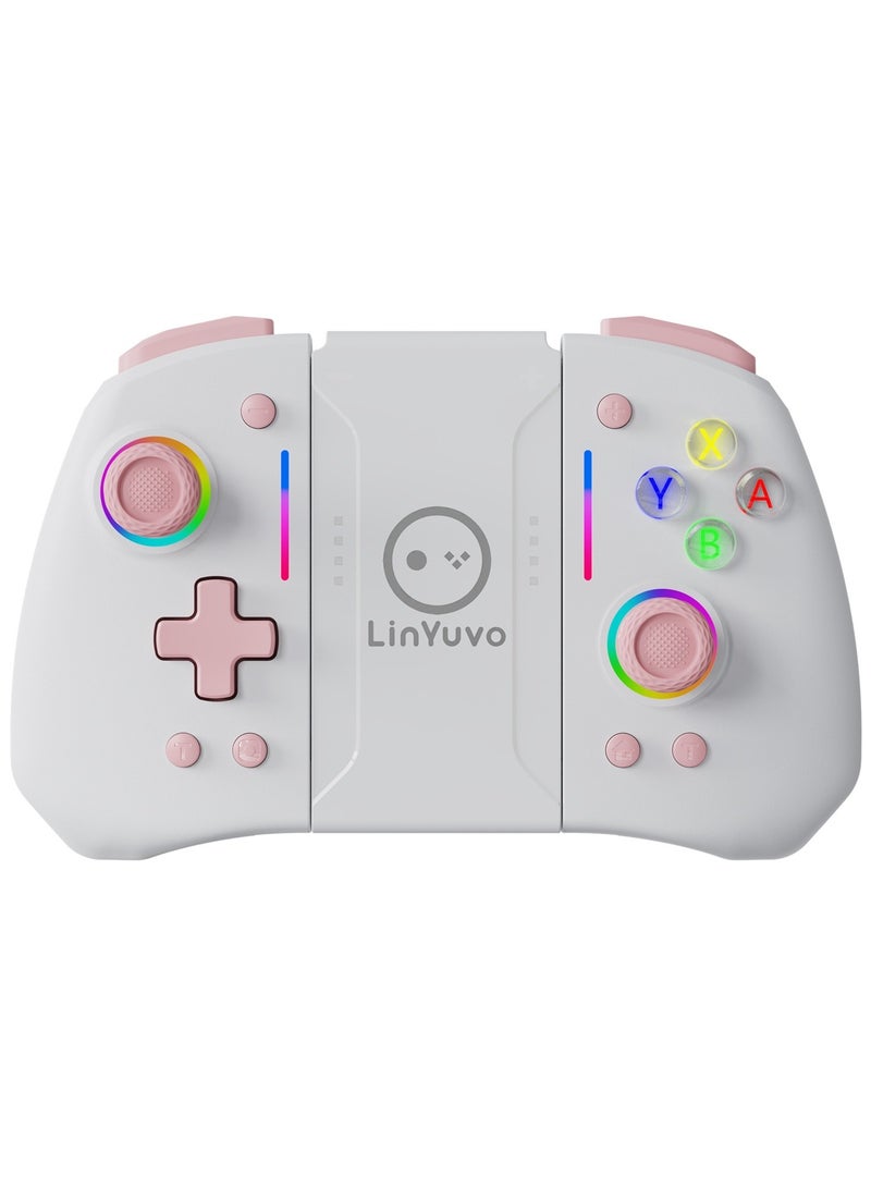 LinYuvo وحدة تحكم الألعاب بلوتوث Classic Joypad LinYuvo KS42 لجهاز Switch وSwitch Lite وSwitch OLED مع إضاءة RGB ملونة، عصا تحكم معدنية، جيروسكوب بستة محاور، وظيفة توربو، اهتزاز مزدوج قابل للتعديل، وظيفة قابلة للبرمجة، وظيفة انفجار توربو، بطارية 1000 مللي أمبير، أزرار كتف سيليكون كلاسيكية، نمط ماسي مضاد للانزلاق - Image 1